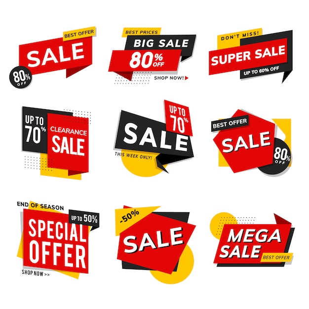 Anúncios de promoção de venda de loja vector set