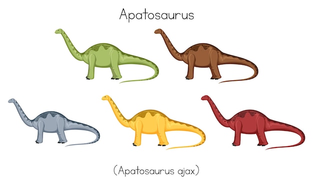 Vetor grátis apatosaurus em cores diferentes