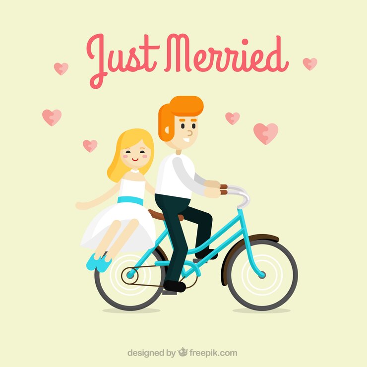 Vetor grátis apenas casal em uma bicicleta