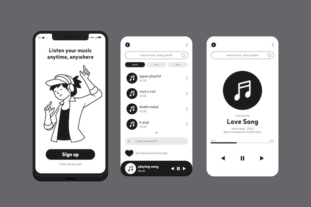 Vetor grátis aplicativo de música para celular