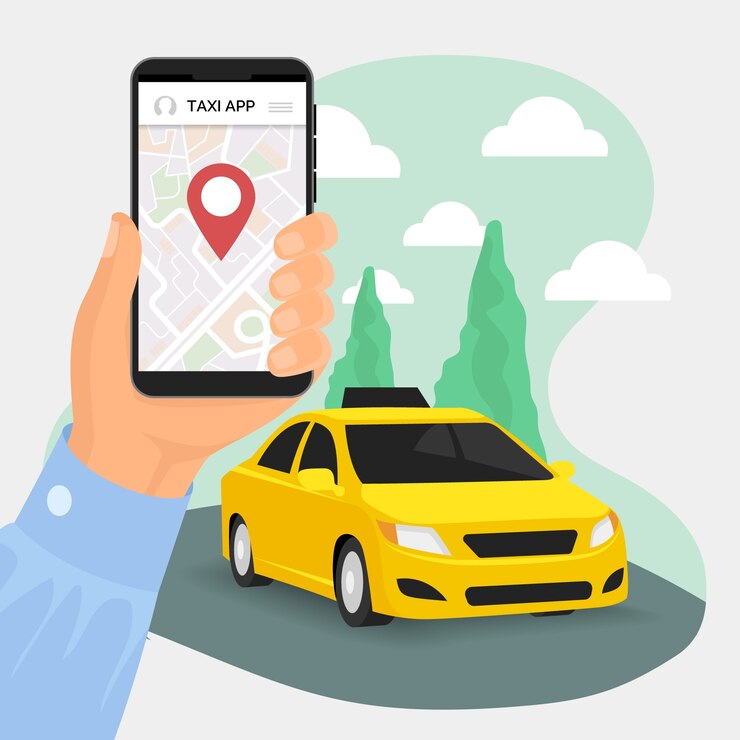 Vetor grátis aplicativo de táxi de serviço de transporte