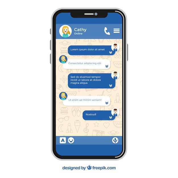 Vetor grátis aplicativo messenger para celular em estilo plano