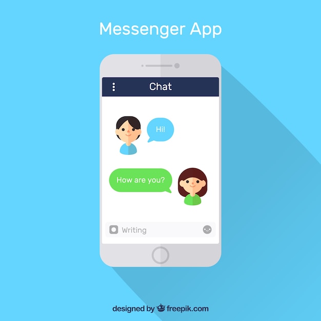 Vetor grátis aplicativo messenger para celular em estilo plano