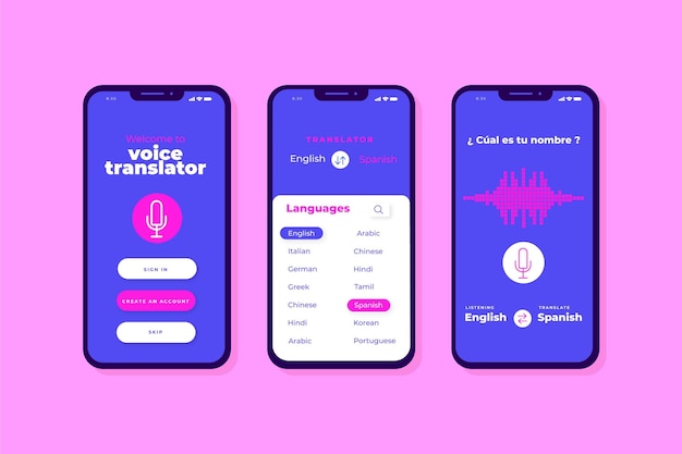 Vetor grátis aplicativo tradutor de voz