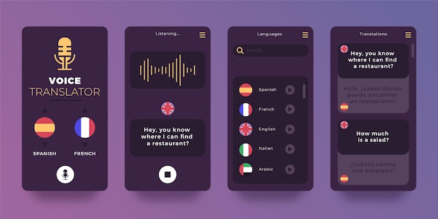 Vetor grátis aplicativo tradutor de voz
