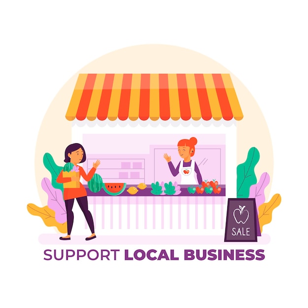 Vetor grátis apoie o conceito de negócio local