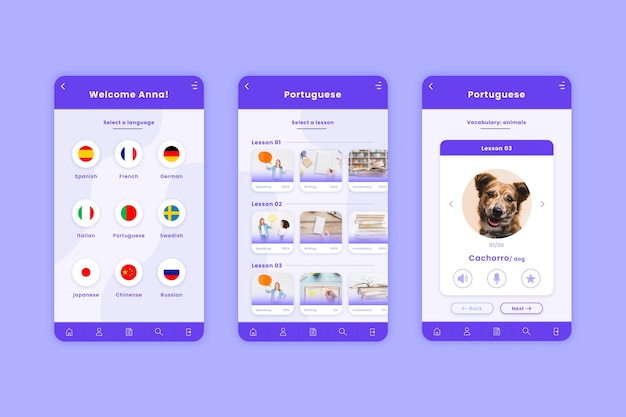 Vetor grátis app para aprender idiomas