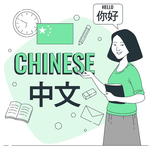 Vetor grátis aprendendo a ilustração do conceito chinês