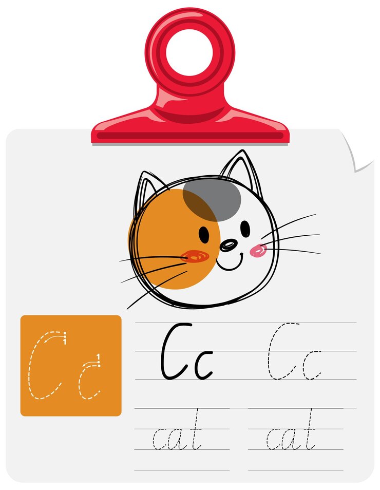 Vetor grátis aprendendo o alfabeto com a ilustração do gato