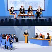 Vetor grátis apresentações de conferências internacionais do mundo dos negócios