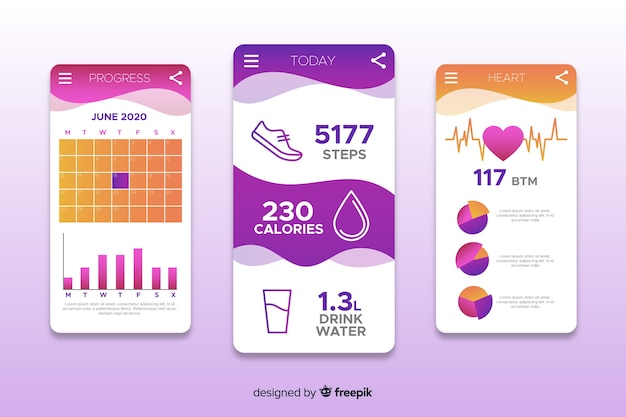 Aptidão móvel app infográfico modelo estilo plano