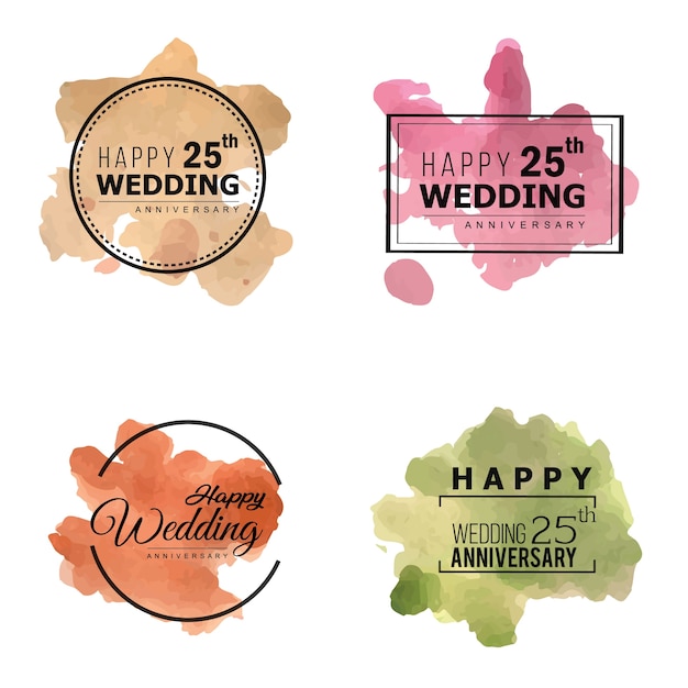 Vetor grátis aquarela 25 wedding anniversary floral frame designs