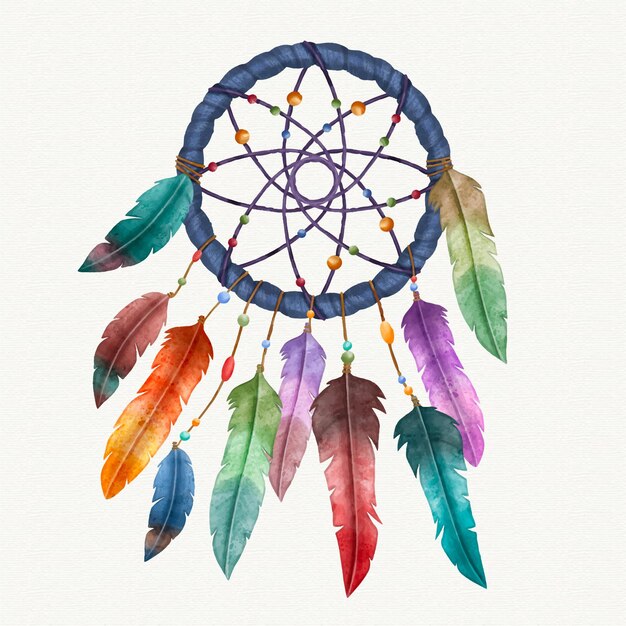 Aquarela colorida de apanhador de sonhos