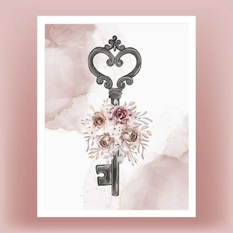 Aquarela de ilustração de terracota de flor chave isolada