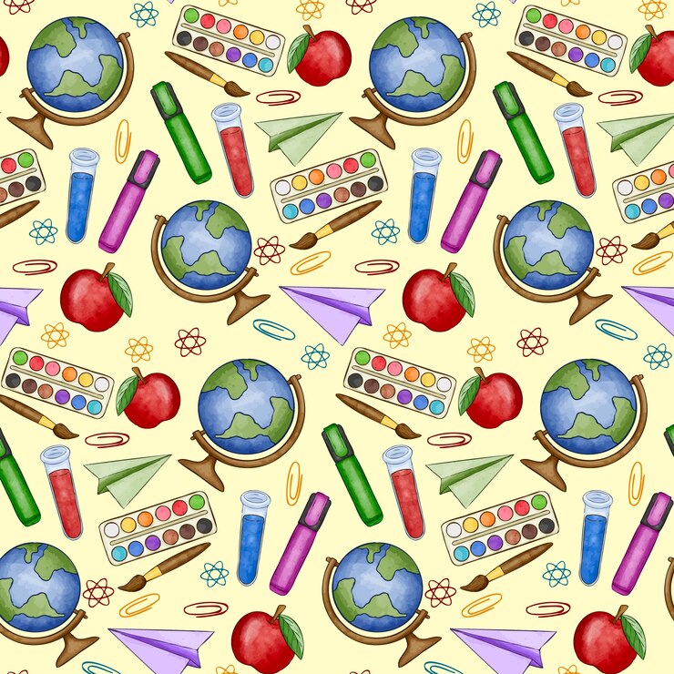 Vetor grátis aquarela de volta ao design de padrão de escola