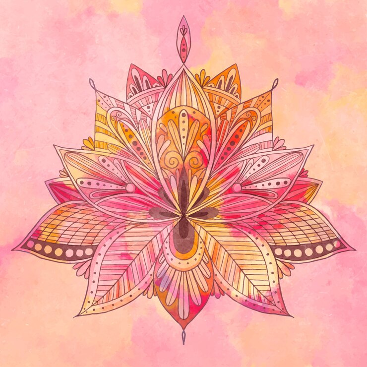 Vetor grátis aquarela, desenho de flor de lótus andala