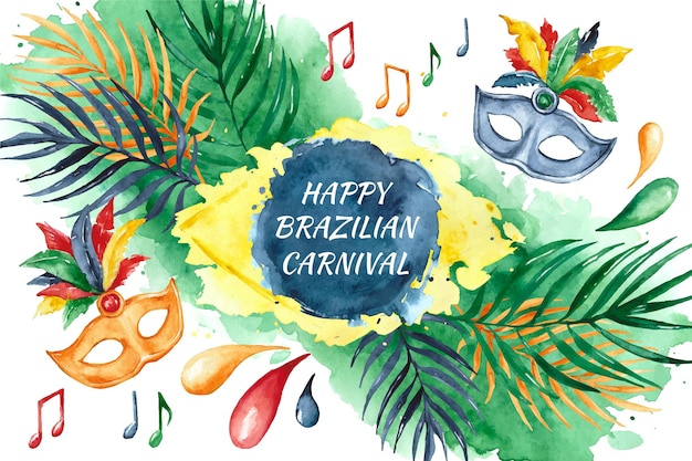 Aquarela floral carnaval brasileiro