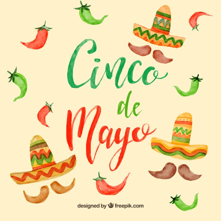 Vetor grátis aquarela fundo de cinco de maio com pimentão