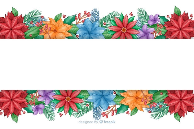 Vetor grátis aquarela fundo de natal com flores coloridas