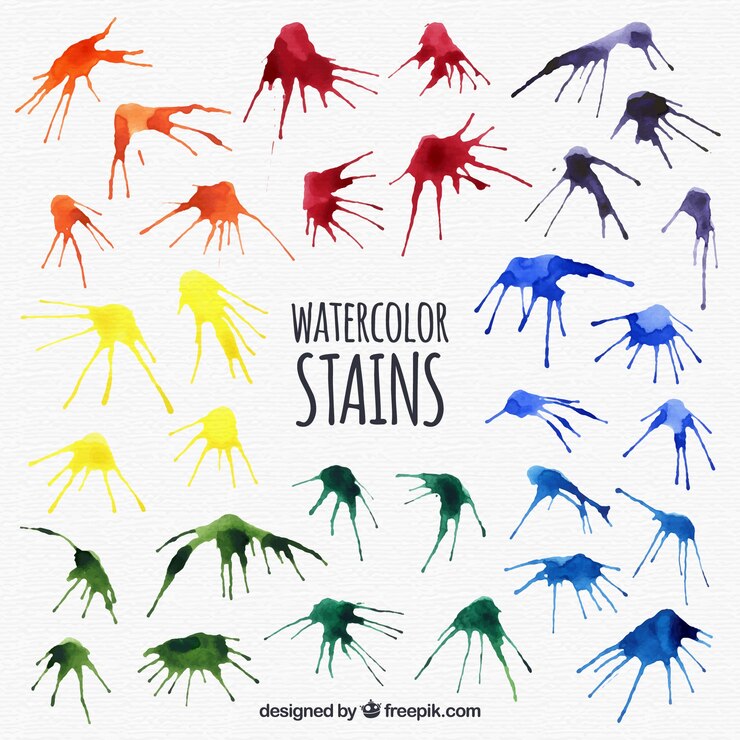 Vetor grátis aquarela manchas coleção em cores diferentes