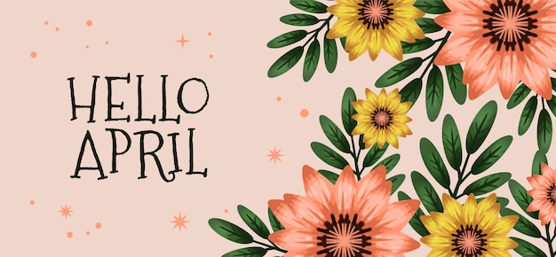 Aquarela olá fundo e banner de abril