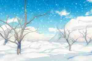 Vetor grátis aquarela paisagem de inverno