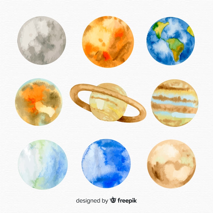Vetor grátis aquarela planeta desing coleção
