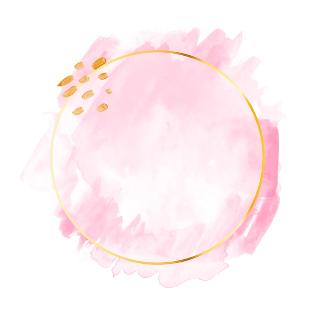 Aquarela rosa pastel com moldura dourada