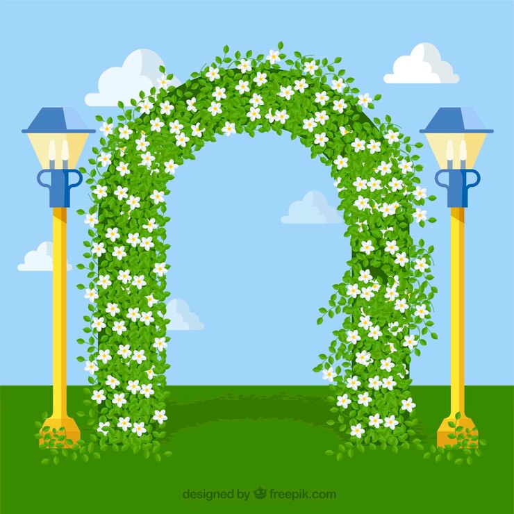 Vetor grátis arco floral com flores de jasmim