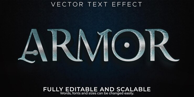 Vetor grátis armadura de efeito de texto editável, estilo de fonte 3d viking e guerreiro