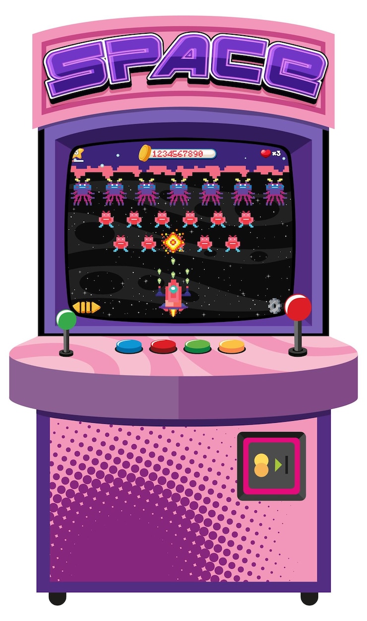 Vetor grátis armário de arcade retrô isolado em fundo branco