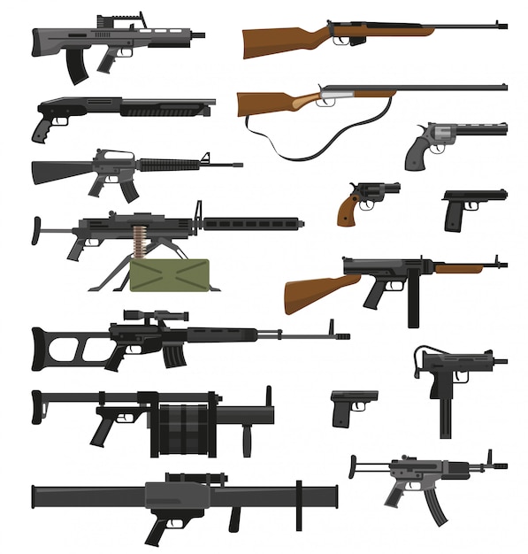 Vetor grátis armas armas set