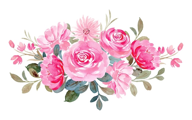 Vetor grátis arranjo floral rosa com aquarela