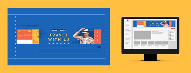 Arte de canal do youtube de agência de viagens mínima de design plano