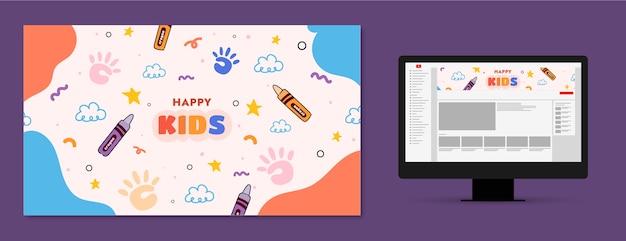 Arte de canal do youtube de entretenimento infantil plana