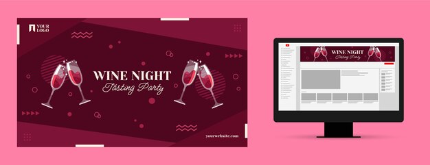 Arte de canal do youtube de festa de vinho de design plano