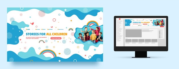 Arte de canal do youtube de moda infantil design plano