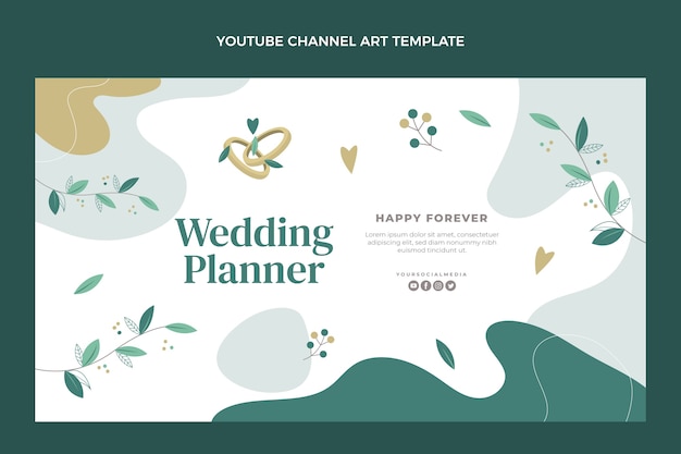 Vetor grátis arte de canal do youtube de planejador de casamento de design plano