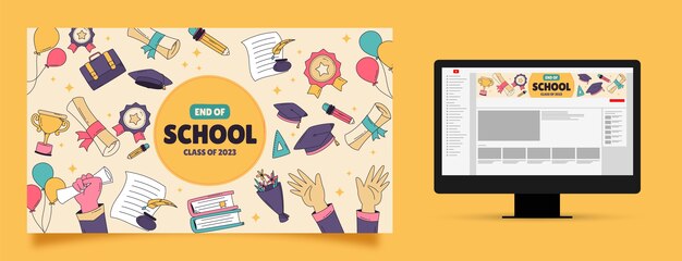 Arte de canal do youtube desenhada à mão para a formatura da escola