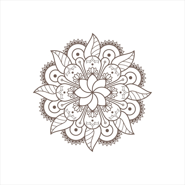 Vetor grátis arte de linha de mandala decorativa abstrata em fundo branco