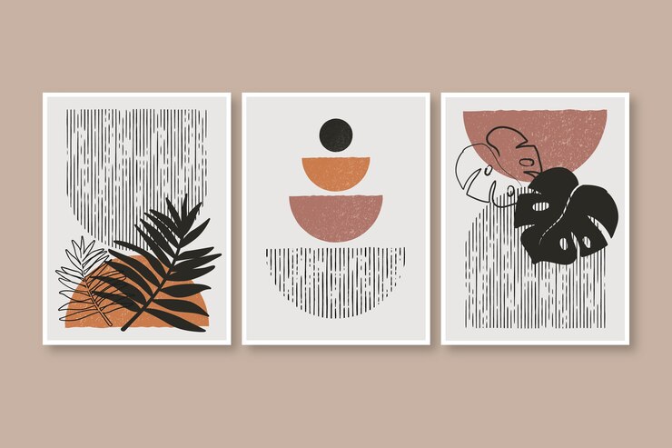 Vetor grátis arte de parede boho de design plano desenhado à mão