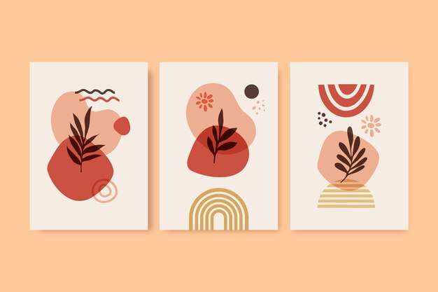 Arte de parede boho de design plano desenhado à mão