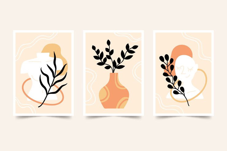 Vetor grátis arte de parede boho de design plano desenhado à mão