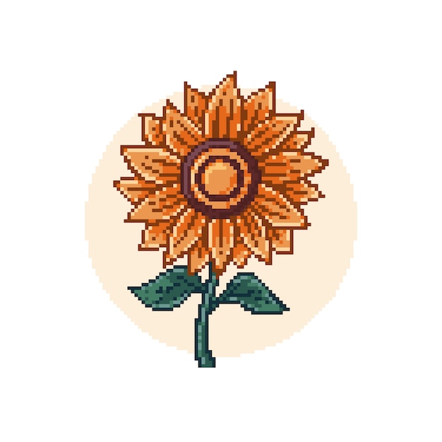 Vetor grátis arte de pixel de flor de design plano