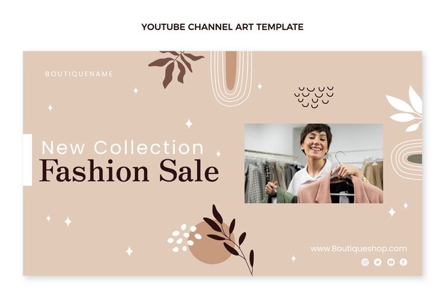Arte do canal do youtube boutique de design plano