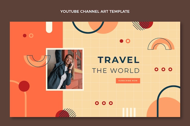 Arte do canal do youtube com tecnologia mínima de design plano