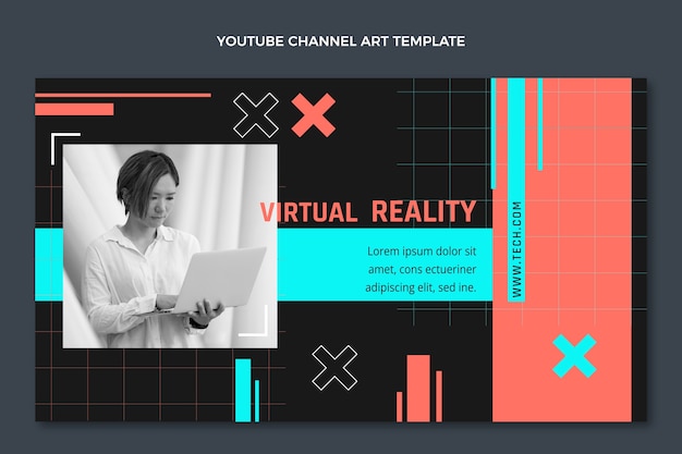 Arte do canal do youtube com tecnologia mínima de design plano