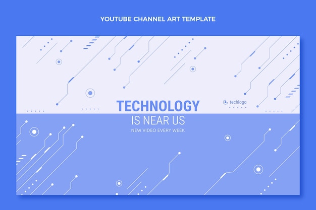 Vetor grátis arte do canal do youtube com tecnologia plana e mínima