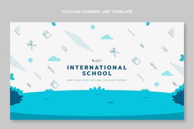 Vetor grátis arte do canal do youtube da escola internacional de design plano