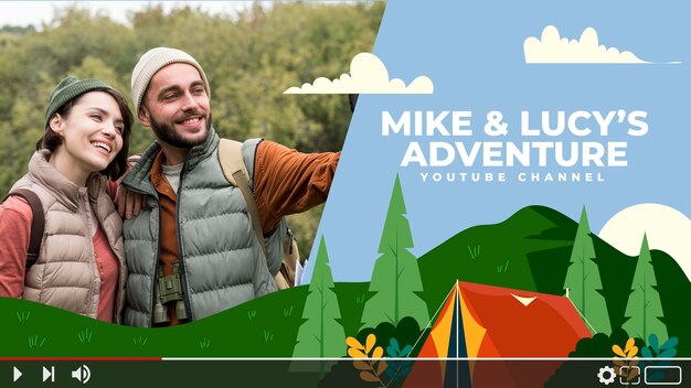 Arte do canal do YouTube de aventura plana com foto